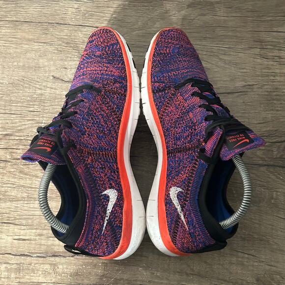 Nike Free TR Flyknit (718785-002) Women’s Running Shoes Size 7.5 Blue/Orange - Picture 5 of 8